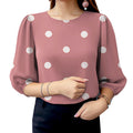 2025 Summer Polka Dots Printed Blouse ZANZEA Elegant Women Shirt Casual O-Neck 3/4 Sleeve Holiday Tops Fashion OL Work Blusas