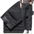Men's Slim Jeans Korean Fashion Autumn Stretch Straight Casual Denim Trousers Classic Comfortable Work Male Pants Black Gray