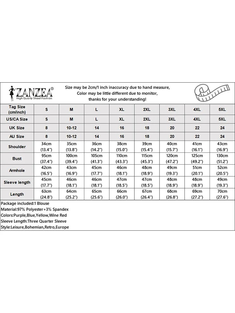 2025 Summer Polka Dots Printed Blouse ZANZEA Elegant Women Shirt Casual O-Neck 3/4 Sleeve Holiday Tops Fashion OL Work Blusas