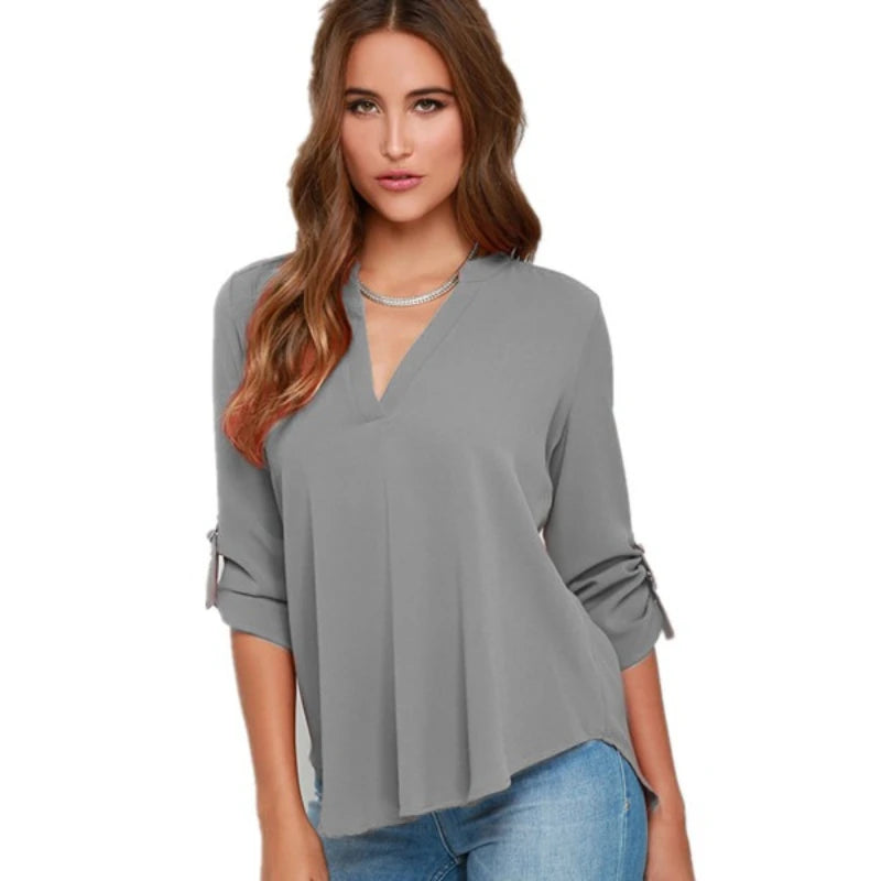 V-Neck Chiffon Blouse